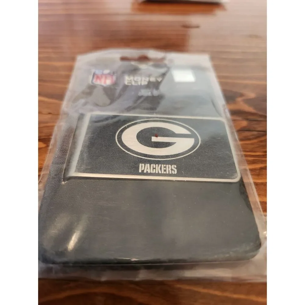 Green Bay Packers Money Clip Black and Steel Minimalist Wallet NWT NFL